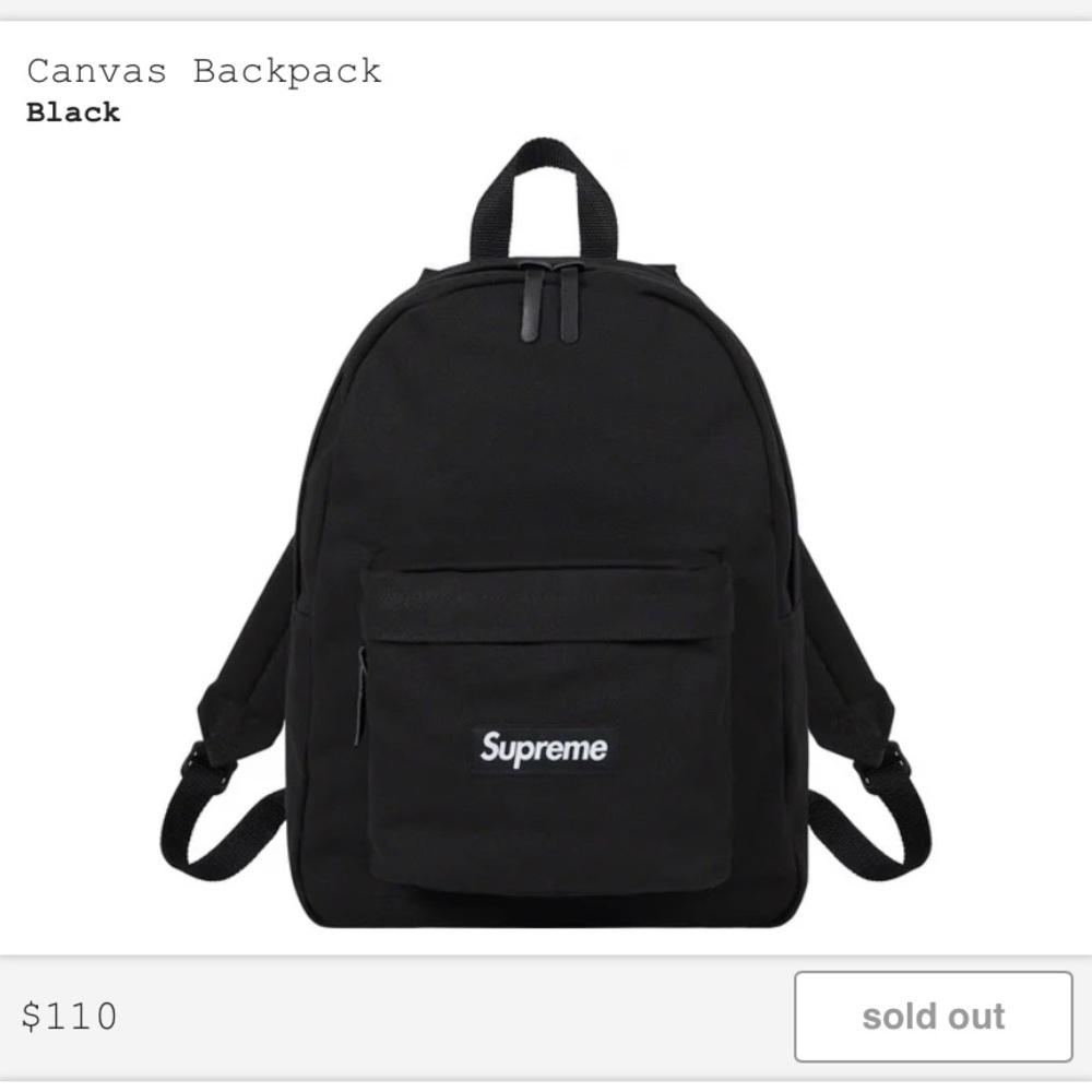 Supreme - Canvas Backpack Black